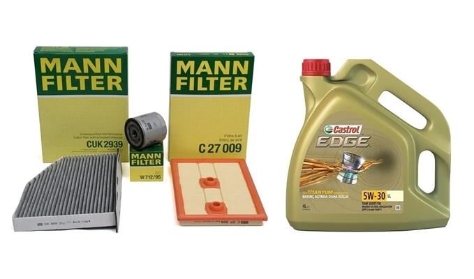 Volkswagen Jetta 1.2 TSI BlueMotion Periyodik Bakım Filtre Seti Castrol 5W-30 LL 4 Litre Motor Yağlı Mann Marka