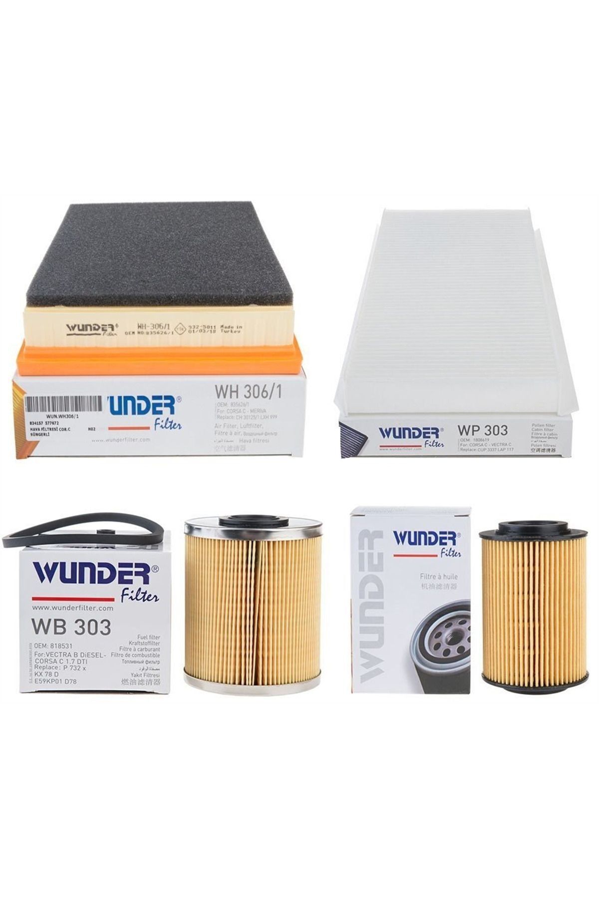 Opel Corsa C 1.7 Dizel Periyodik Bakım Filtre Seti Wunder
