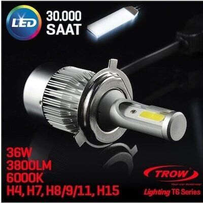 Trow H7 Kısa Far Led Xenon Ampul Seti 36W 3800LM 6000 Kelvin (H7LED)