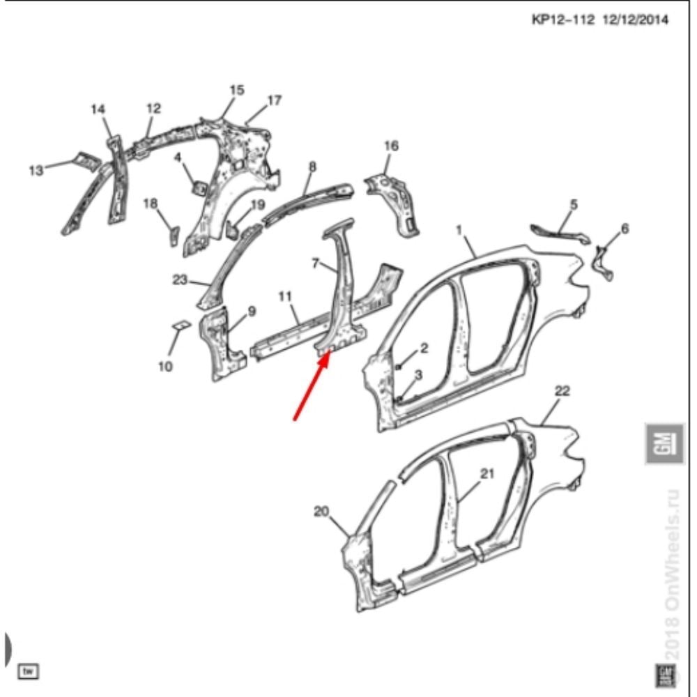  95479660-ORTA DİREK PANEL CRUZE-GM / PSA