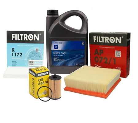 Filtron 1.2/ 1.4 Benzinli Motor Düz Vites Bakım Seti GM 5W30 4 LT Yağlı uyumlu