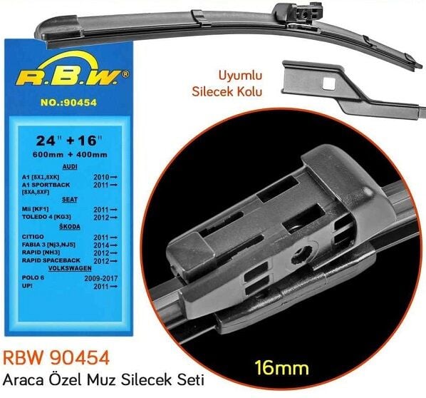 SİLECEK SETİ AUDI A1SEAT MII TOLEDO SKODA CITIGO FABIA 3 RAPID VW POLO 6 600-400MM 24-16